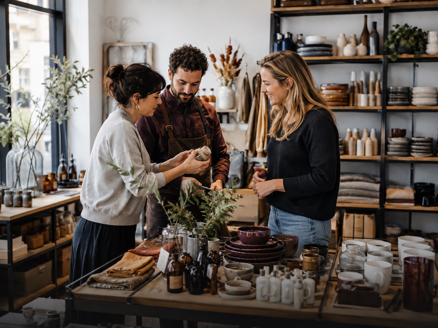 Independent store team at work